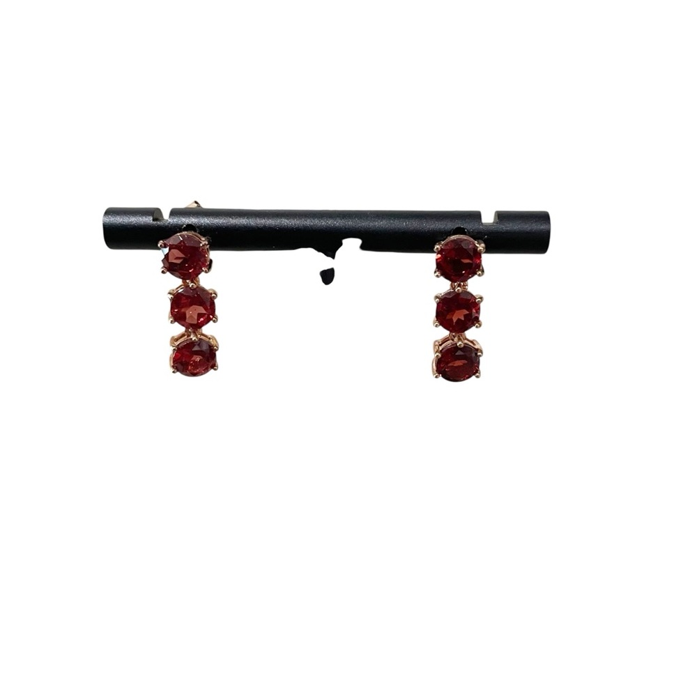 JTV Red Gemstone Drop Earrings Gold Tone Women’s Jewelry